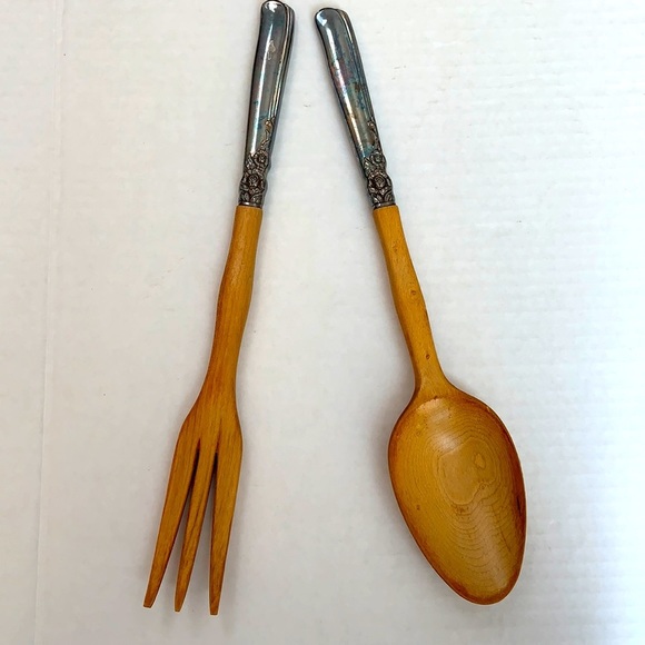 Vintage Wood Decorative Salad Set - Picture 1 of 5